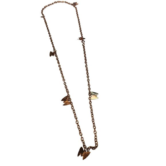 Vintage 90s Gold Chain Necklace With Butterflies Fairycore Boho Whimsygoth - Picture 1 of 4